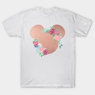 Rose Gold Floral Mouse T-Shirt